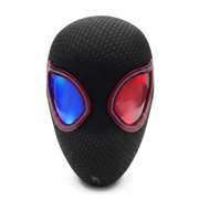 WebVault MultiMask black textured mask with red and blue illuminated eyes on white background