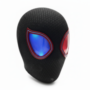 WebVault MultiMask black textured mask three-quarter right view with red and blue illuminated eyes