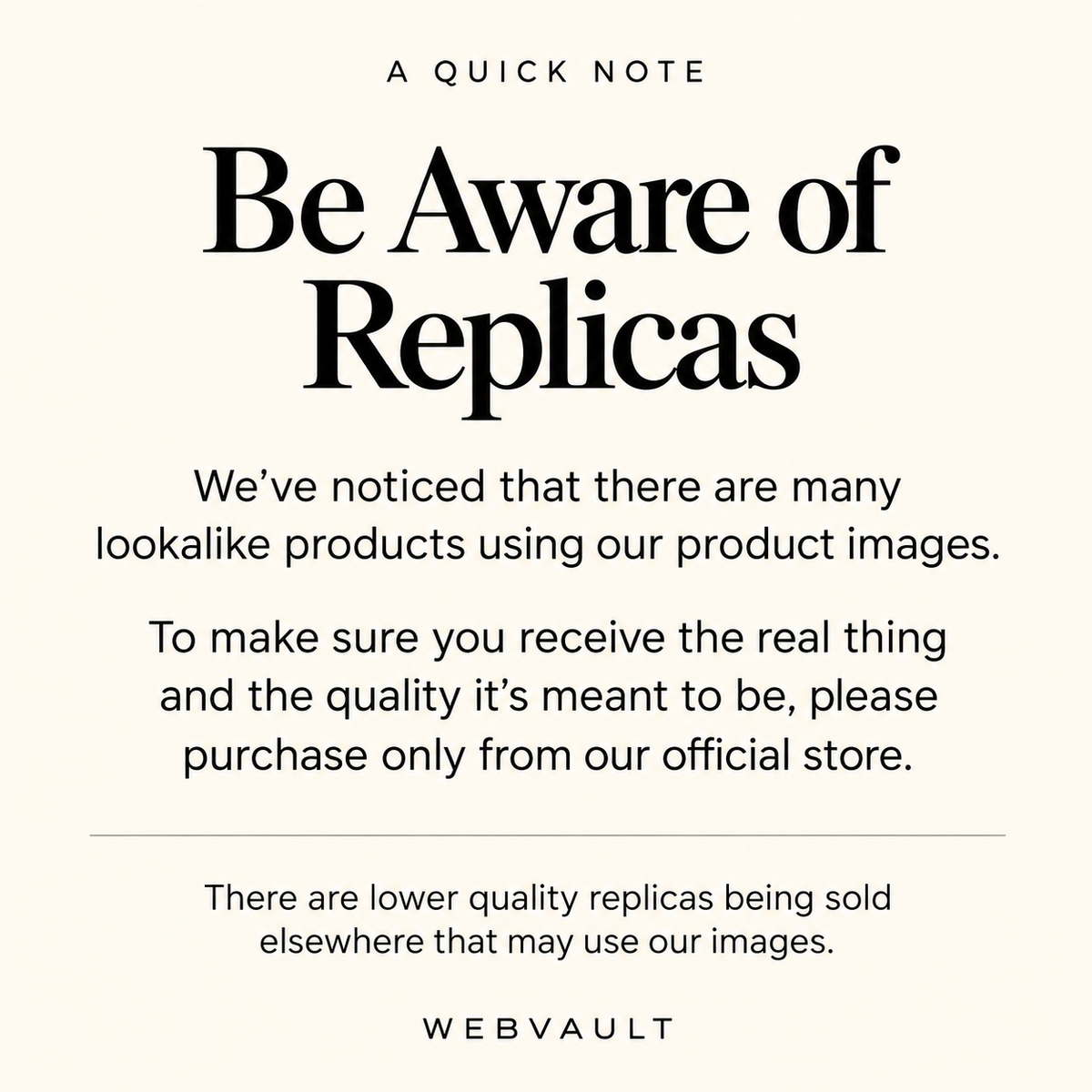WebVault notice: Be Aware of Replicas